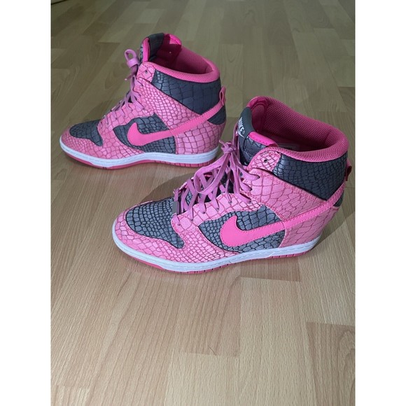 Nike Dunk Sky Hi High Wedge Heel Snake Print NIKEiD Womens Pink Shoe Size 7 - Picture 2 of 9